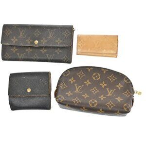 LOUIS VUITTON 4 Set Wallet Pouch Key Case Monogram Vernis Leather BN NE 87KA758